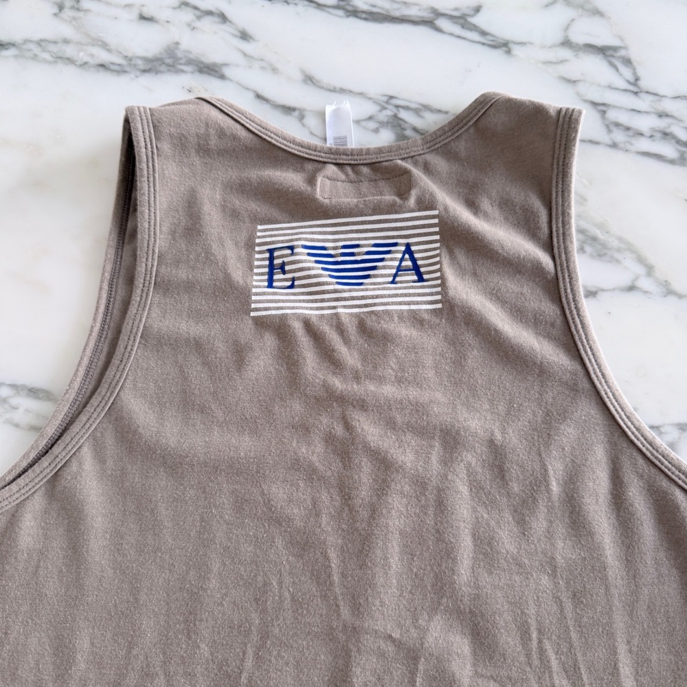 Emporio Armani Underwear Mens Tank Top Taupe Brown Logo Graphic Size M 9W520
